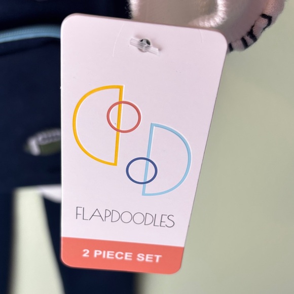 Flapdoodles Sports 3 Piece Set Sweatsuit Jogger Hoodie Navy Backpack Fun Patches - Picture 7 of 10